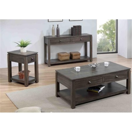 Sunset Trading Shades of Gray Living Room Table Set with Drawers & Shelves 3 Piece, 3PK DLU-EL1603-04-08